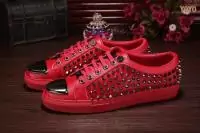 philipp plein studded moccasin chaussures with rivets red